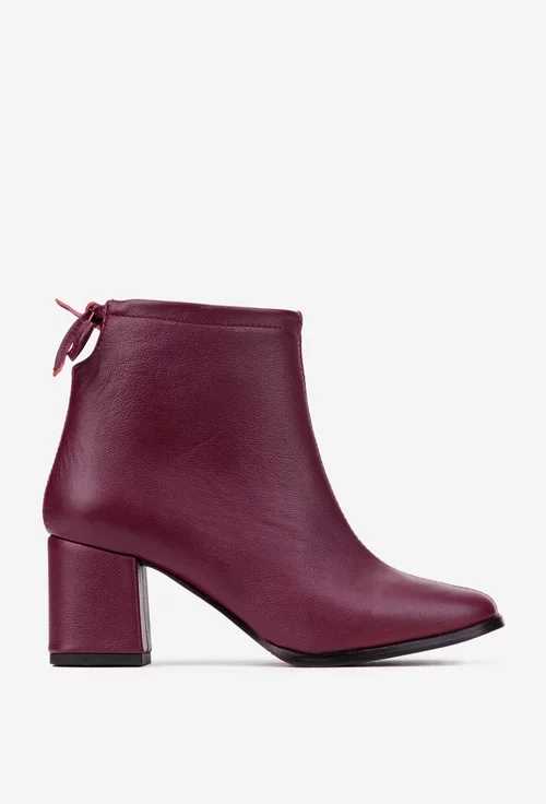 Botine dama bordo din piele naturala