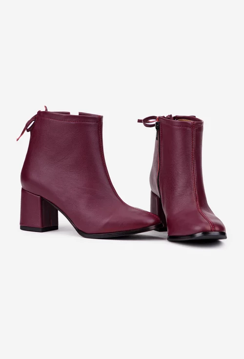 Botine dama bordo din piele naturala