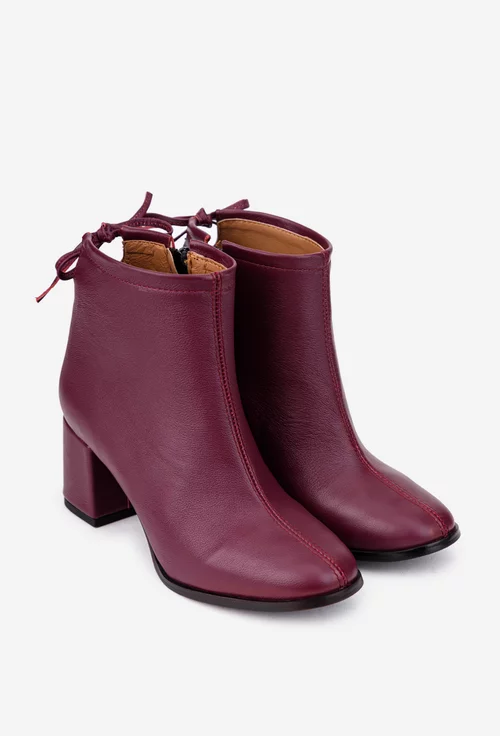 Botine dama bordo din piele naturala