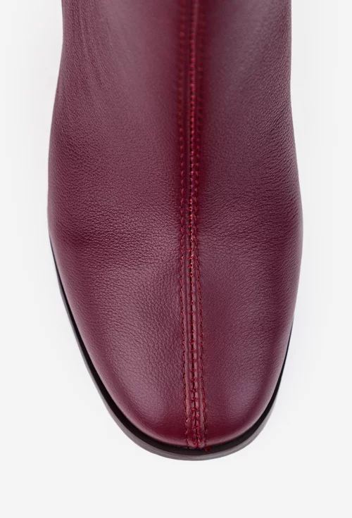 Botine dama bordo din piele naturala