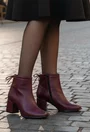 Botine dama bordo din piele naturala