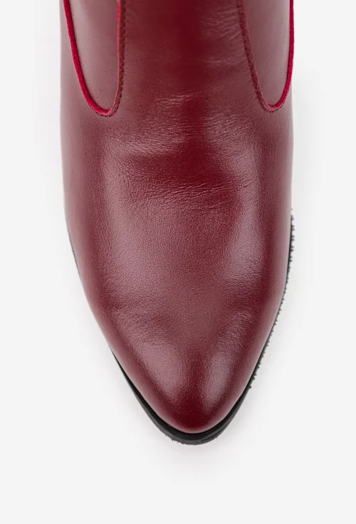 Botine dama bordo din piele naturala