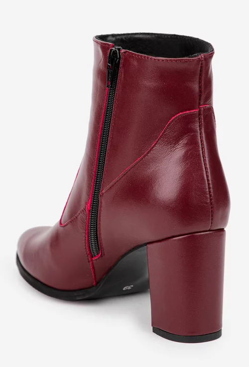 Botine dama bordo din piele naturala