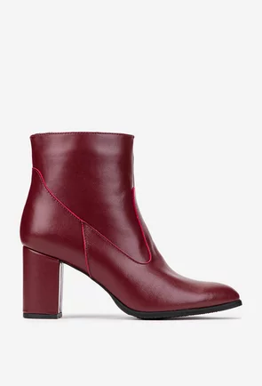 Botine dama bordo din piele naturala