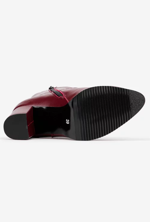 Botine dama bordo din piele naturala
