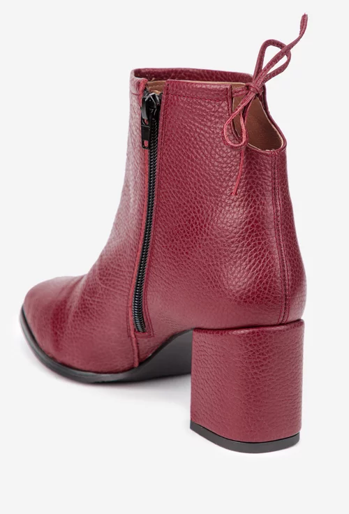 Botine dama bordo din piele texturata picture - 3