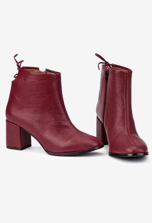 Botine dama bordo din piele texturata picture - 5