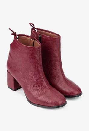 Botine dama bordo din piele texturata