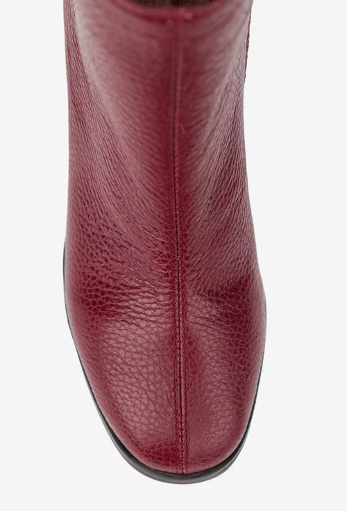 Botine dama bordo din piele texturata picture - 6