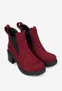 Botine dama burgundy din piele intoarsa