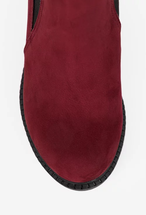 Botine dama burgundy din piele intoarsa