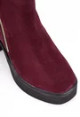 Botine dama burgundy din piele intoarsa cu fermoar decorativ