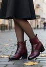 Botine dama burgundy din piele naturala