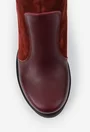 Botine dama burgundy din piele naturala si intoarsa