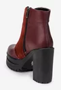 Botine dama burgundy din piele naturala si intoarsa