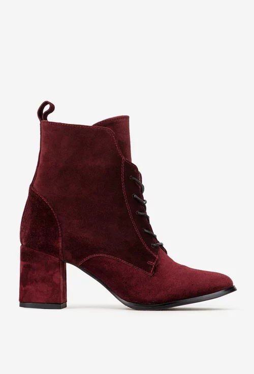 Botine dama din piele intoarsa bordo picture - 2