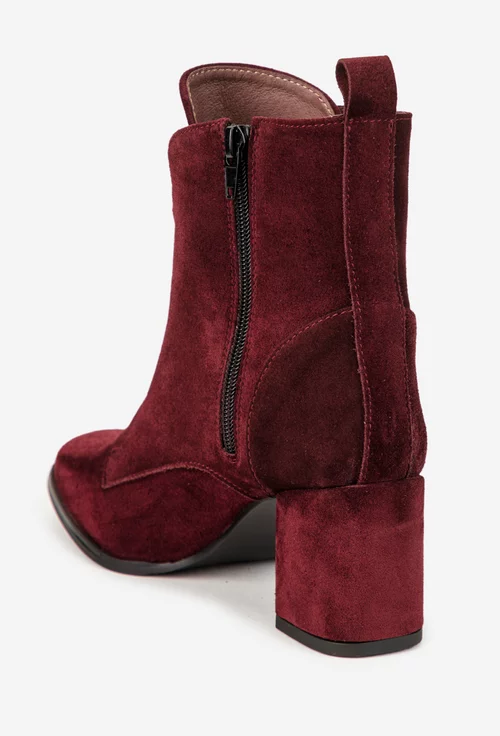 Botine dama din piele intoarsa bordo picture - 4