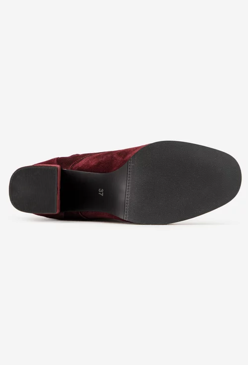 Botine dama din piele intoarsa bordo picture - 5