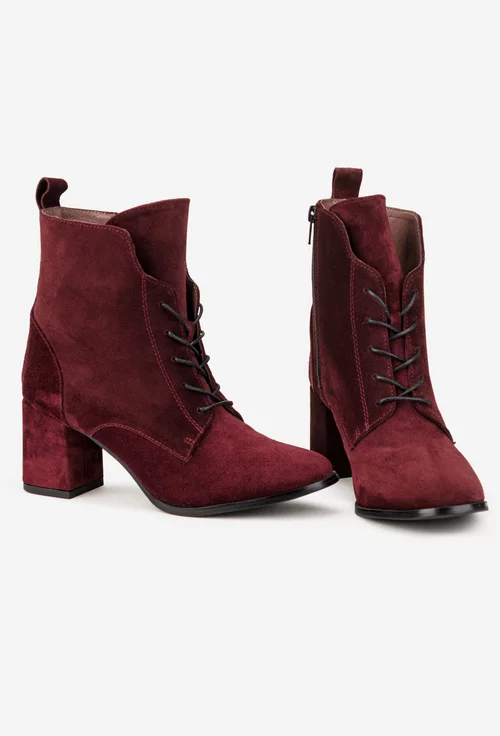 Botine dama din piele intoarsa bordo picture - 6