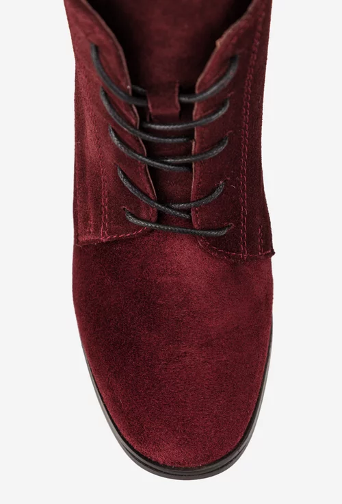 Botine dama din piele intoarsa bordo picture - 7
