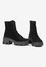 Botine dama din piele intoarsa neagra