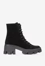 Botine dama din piele intoarsa neagra