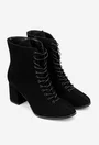 Botine dama din piele intoarsa neagra