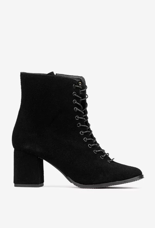 Botine dama din piele intoarsa neagra