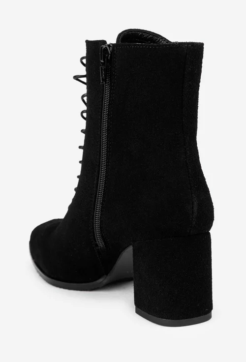 Botine dama din piele intoarsa neagra