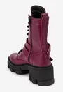 Botine dama din piele naturala bordo accesorizate
