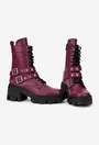 Botine dama din piele naturala bordo accesorizate