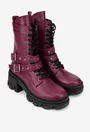 Botine dama din piele naturala bordo accesorizate