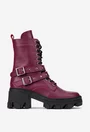 Botine dama din piele naturala bordo accesorizate