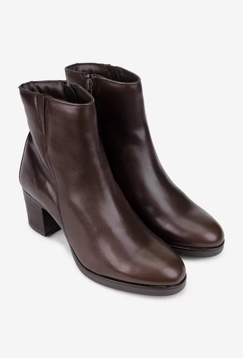 Botine dama din piele naturala maro inchis