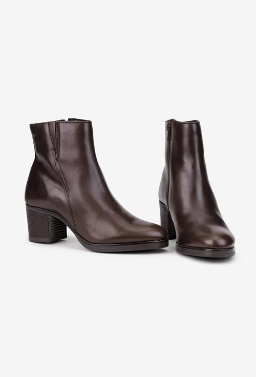Botine dama din piele naturala maro inchis