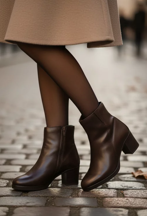 Botine dama din piele naturala maro inchis