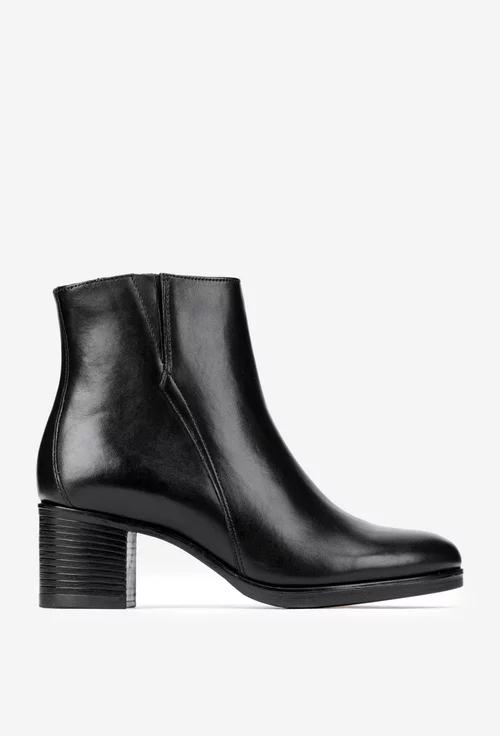 Botine dama din piele naturala neagra