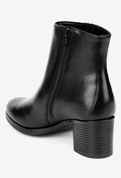 Botine dama din piele naturala neagra
