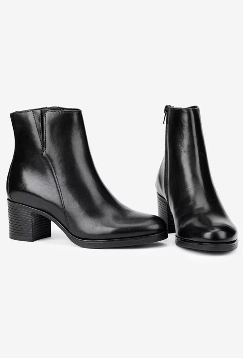 Botine dama din piele naturala neagra