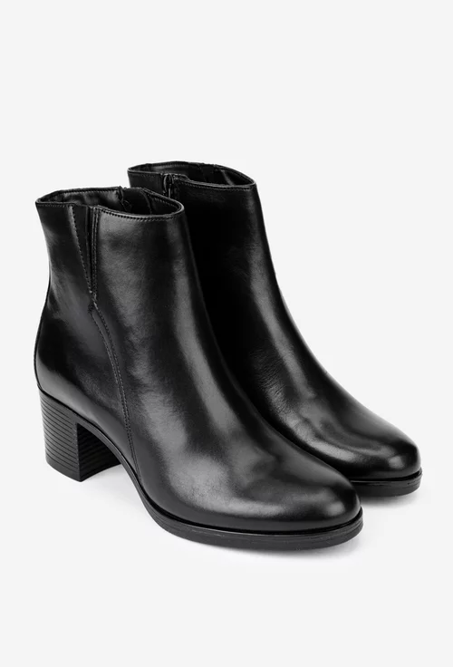 Botine dama din piele naturala neagra