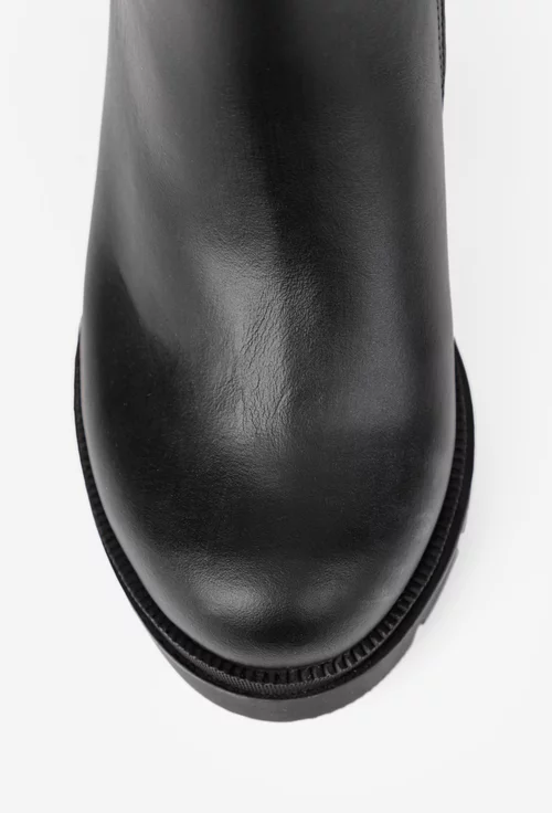 Botine dama din piele naturala neagra