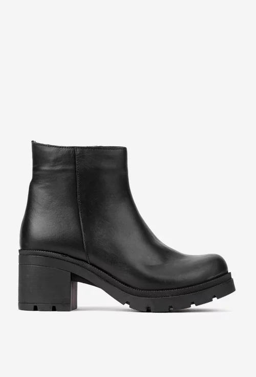 Botine dama din piele naturala neagra