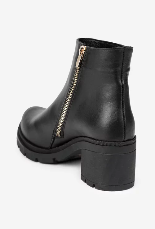 Botine dama din piele naturala neagra