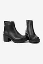 Botine dama din piele naturala neagra