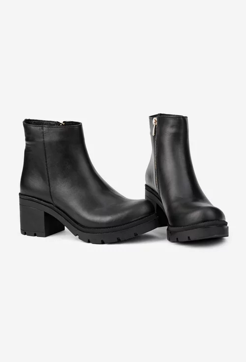 Botine dama din piele naturala neagra
