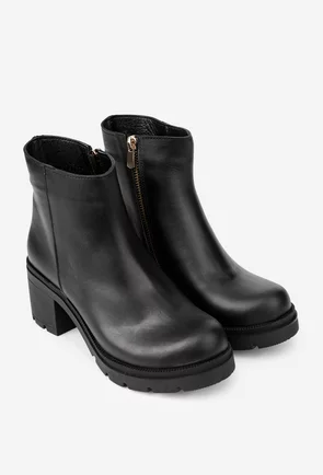 Botine dama din piele naturala neagra