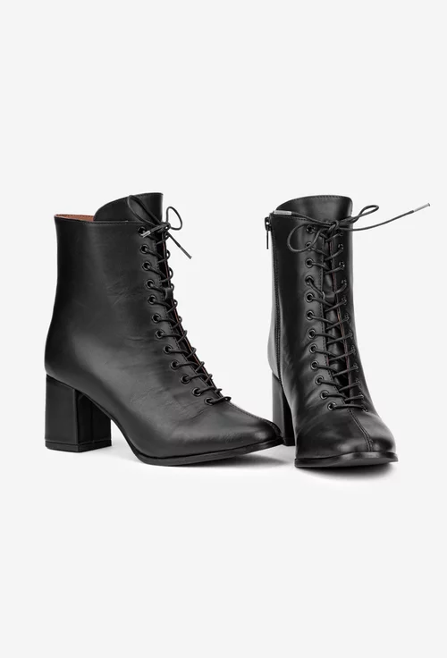 Botine dama din piele naturala neagra