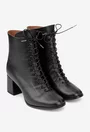 Botine dama din piele naturala neagra