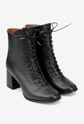 Botine dama din piele naturala neagra