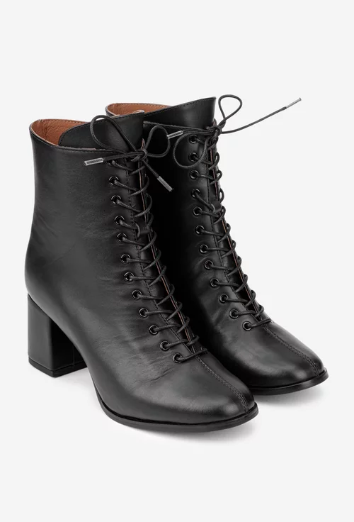 Botine dama din piele naturala neagra